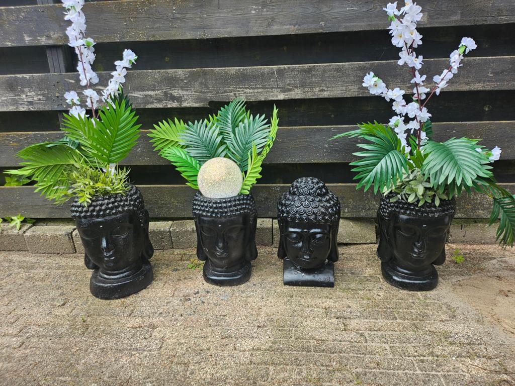 4 boedahs  incl bloemen, Tuin en Terras, Ophalen of Verzenden, Rond, Aardewerk, Minder dan 25 cm