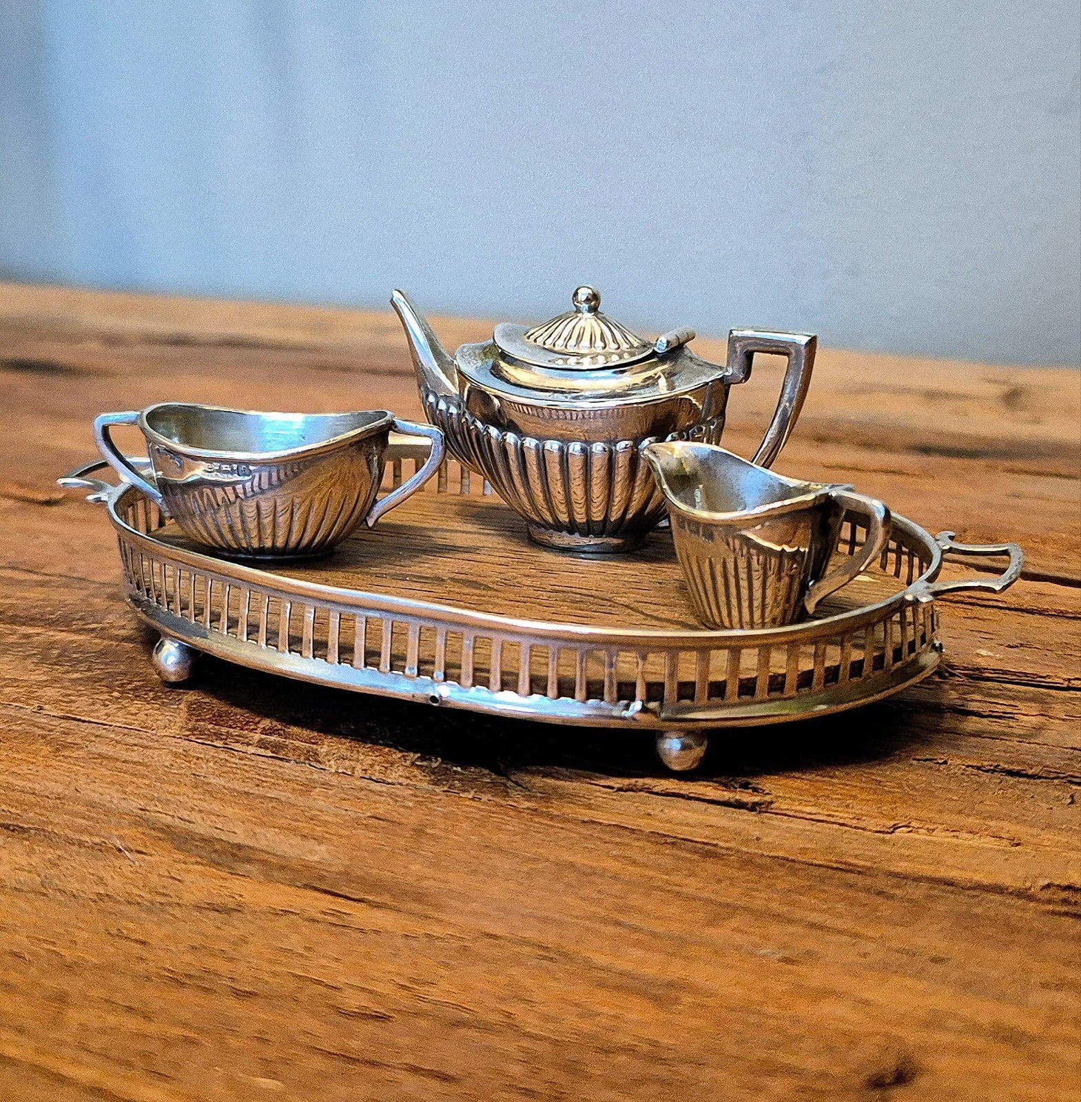 Klein zilveren theeservies (4-delig) – sterling 925, Ophalen of Verzenden, Zilver