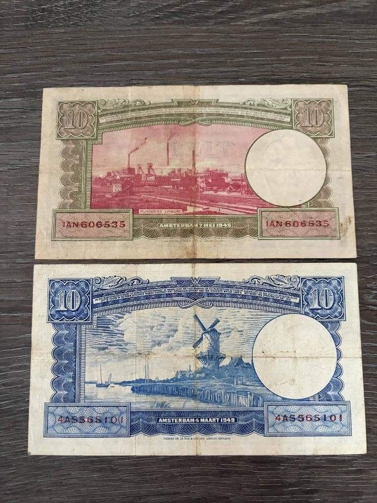 Beide varianten 10 gulden Willem 1, 1945 en 1949, Postzegels en Munten, Ophalen of Verzenden, 10 gulden