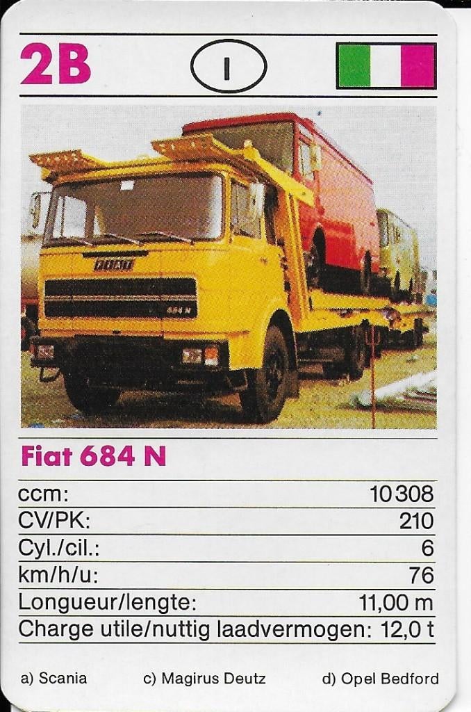 B355 autokaartje fiat 684 n ( 2b, Verzamelen, Ophalen of Verzenden, Zo goed als nieuw, Auto's