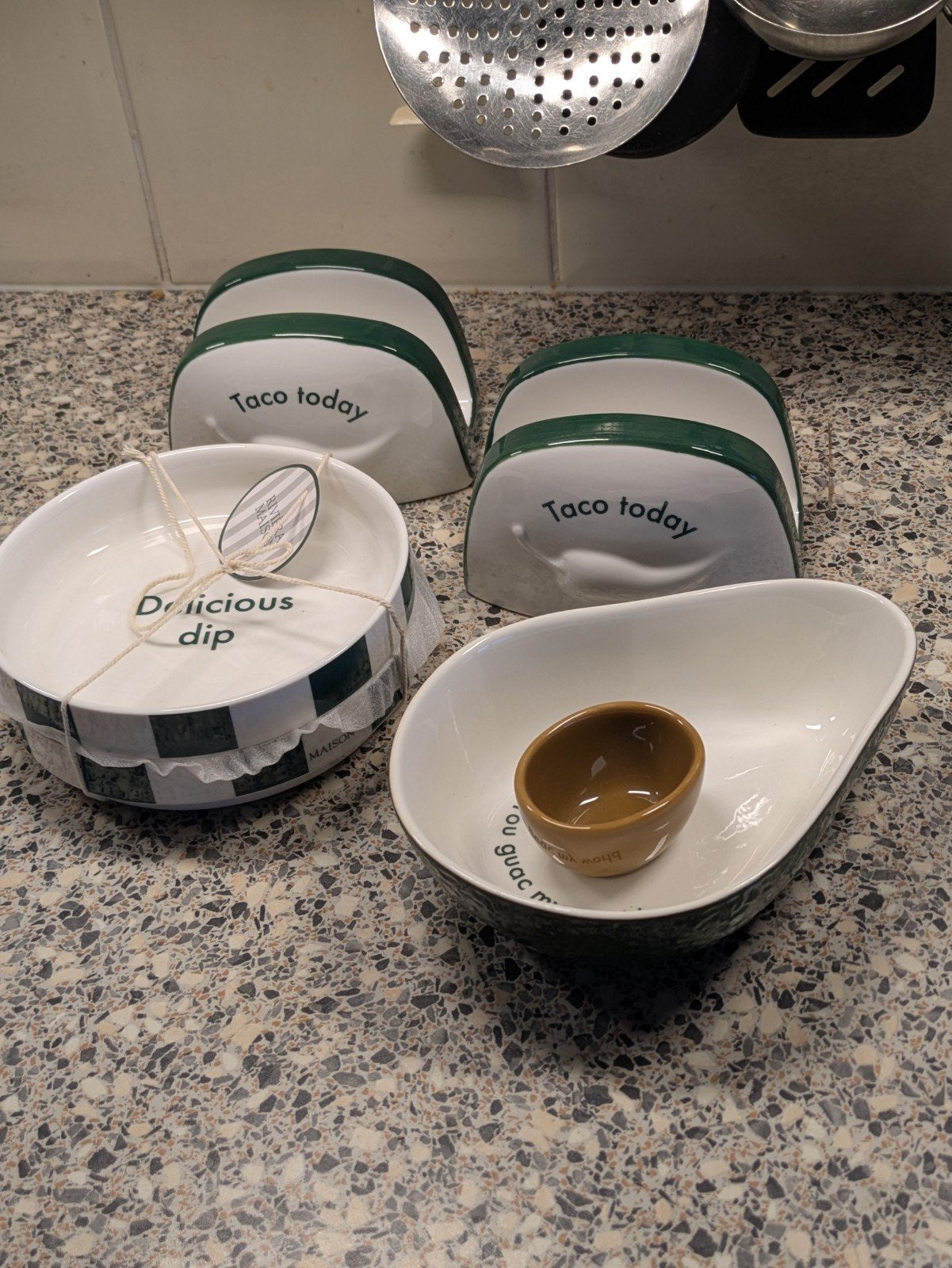 Riviera Maison Taco Today & Delicious Dip Set, Overige merken, Keramiek, Nieuw, Ophalen of Verzenden