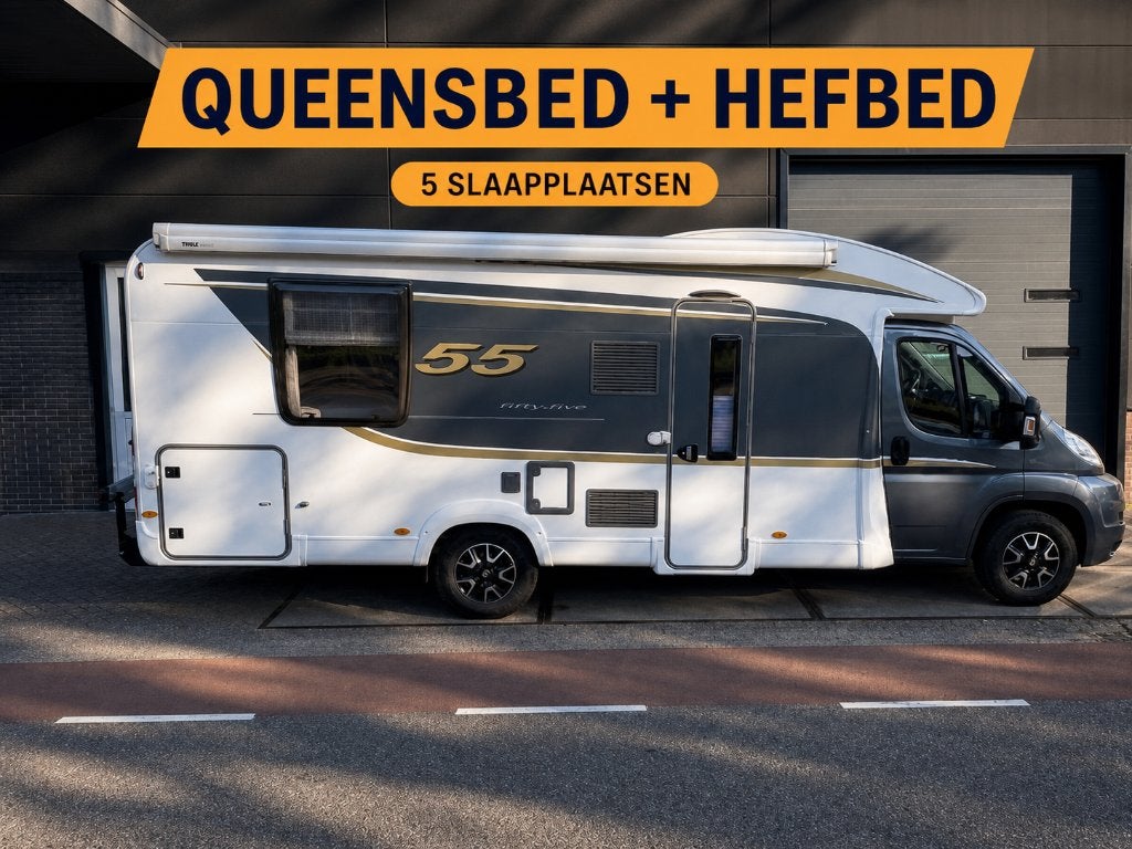 Bürstner camper half-integraal queensbed + hefbed 5 slaappl, Caravans en Kamperen, Campers, Ringverwarming, Fiat, Particulier