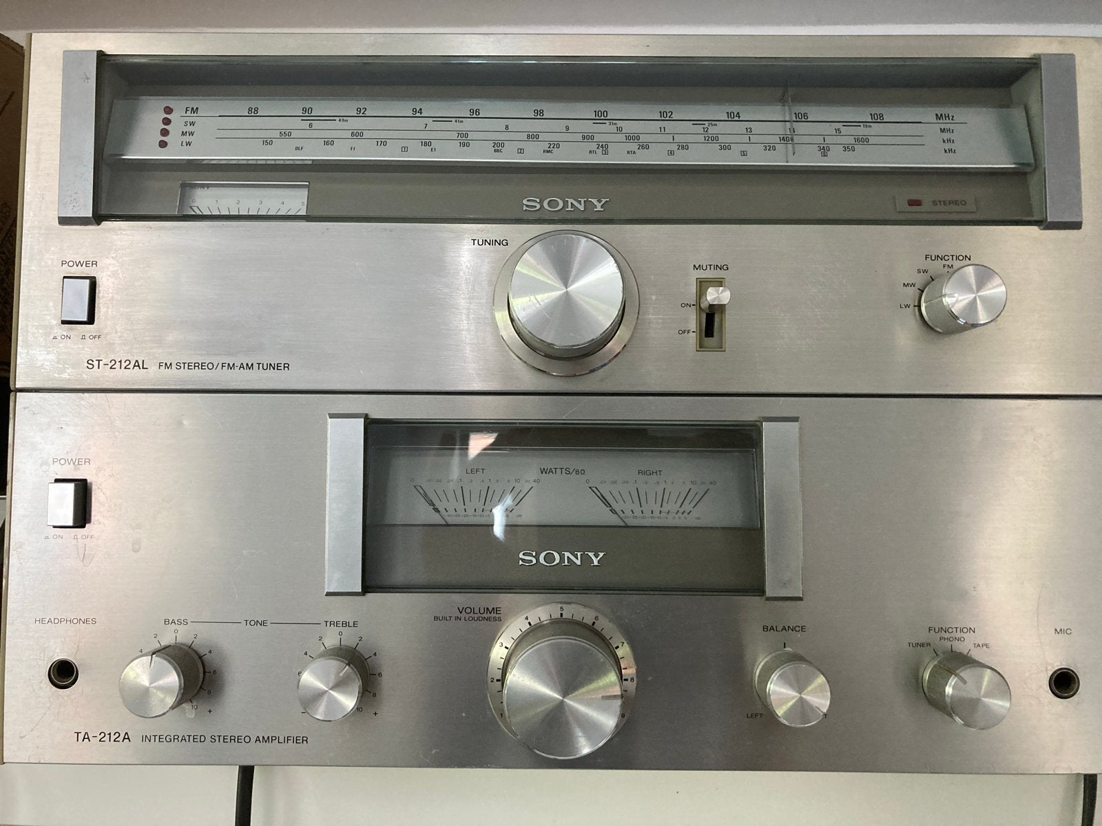 Sony ST-212AL Tuner & TA-212A Versterker -defect Vintage Set, Ophalen, Gebruikt, Tuner of Radio, Losse componenten