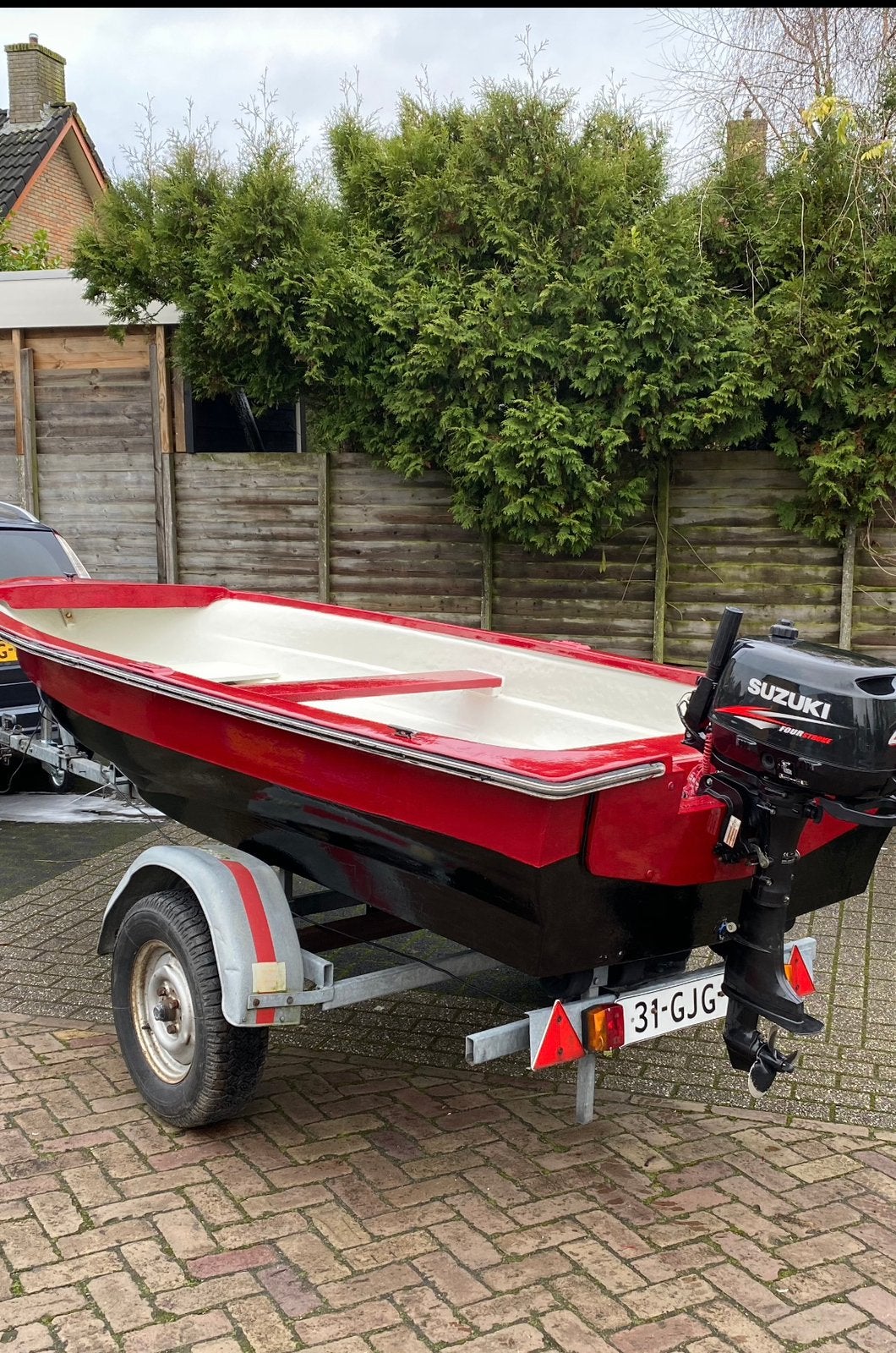 Boot met Suzuki 4pk 4takt  bb motor en Damco trailer, Ophalen, Gebruikt, 4 m, Buitenboordmotor