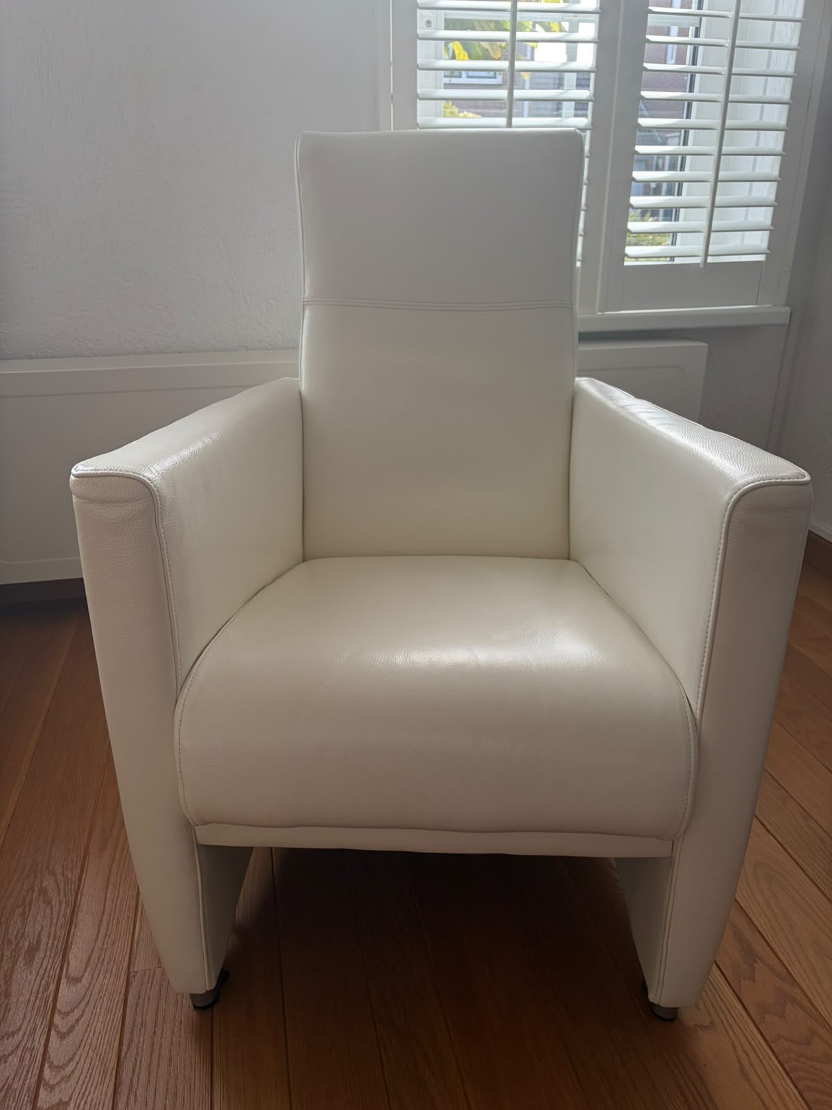 Witte leren fauteuil, Ophalen, Gebruikt, Leer