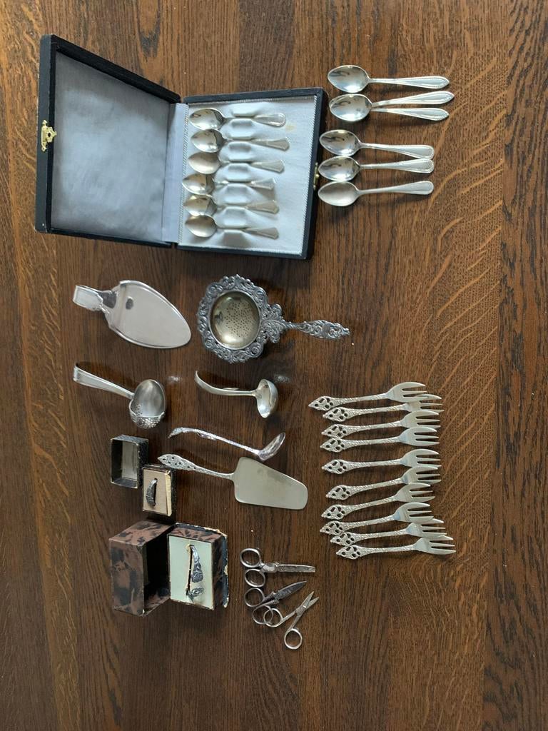 Diverse verzameling verzilverd bestek en accessoires, Verzenden