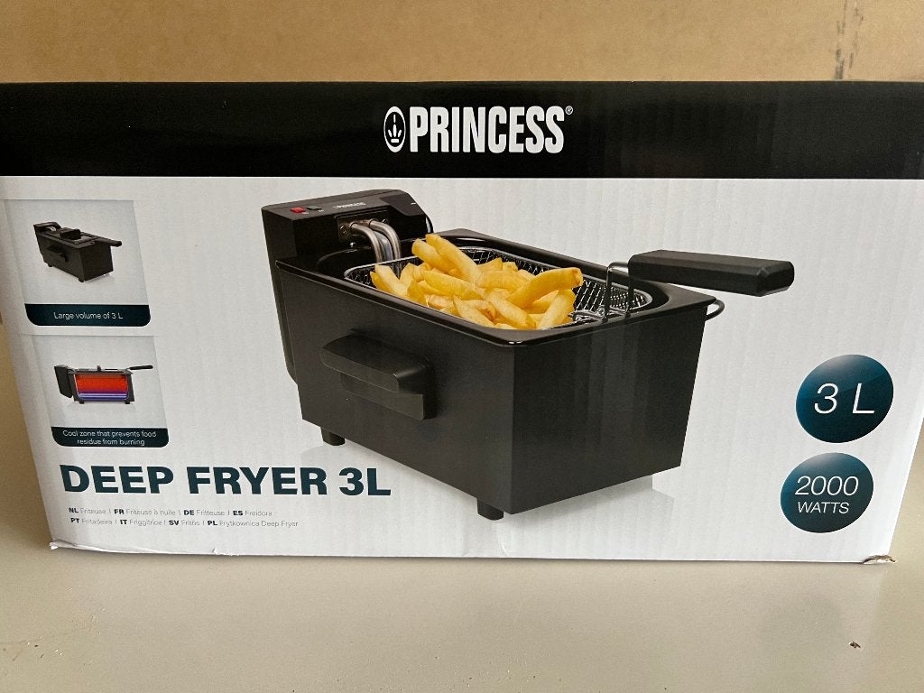 Princess Friteuse 3L  2000W Regelbare thermostaat, Witgoed en Apparatuur, 2 tot 3 liter, Ophalen of Verzenden, Nieuw, Uitneembare binnenpan