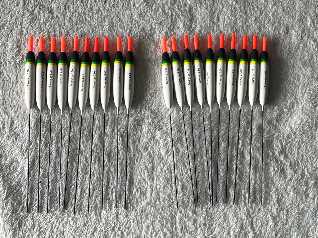 adv 916 / NIEUW 1 set 20 dobbers TUBERTINI 5,00gr, Ophalen of Verzenden, Nieuw, Dobber of Lood