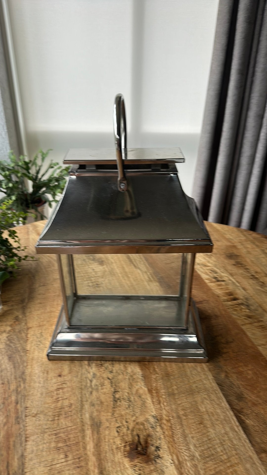 Sier lantaarn met  glas ., Ophalen of Verzenden, Gebruikt