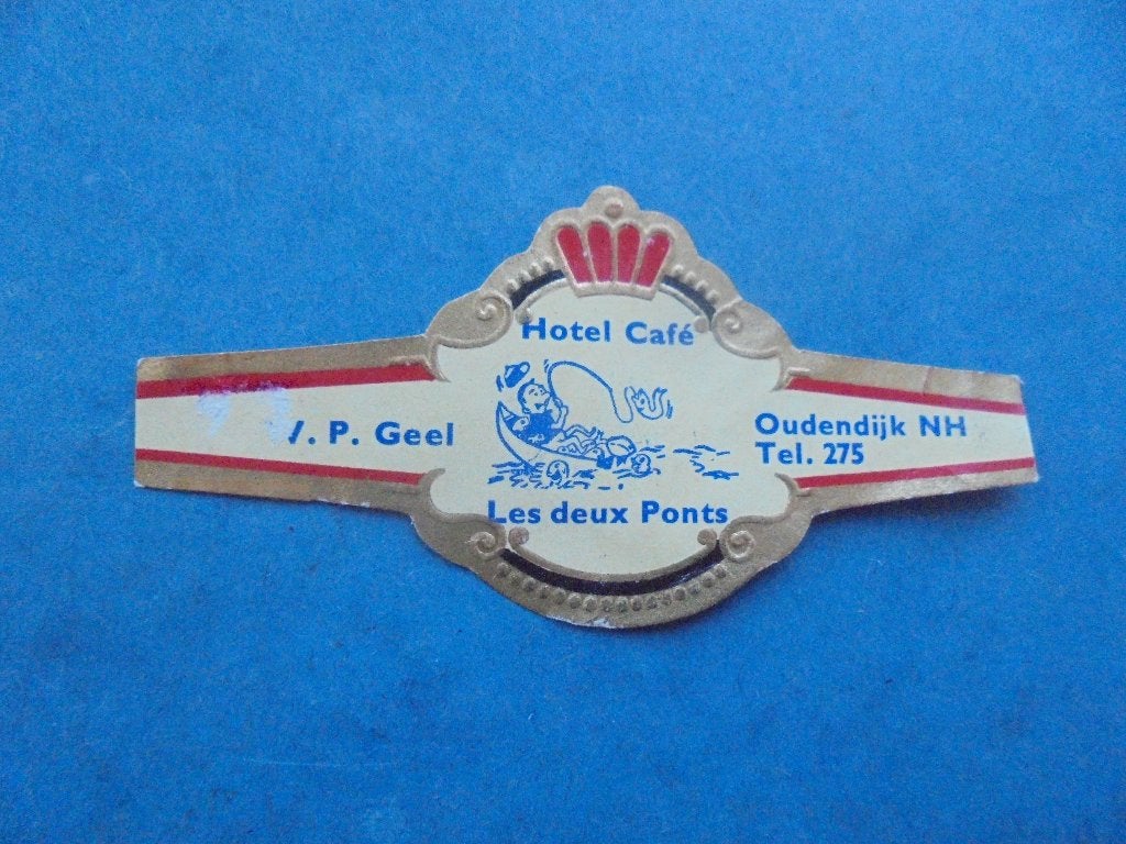 Oude sigarenband Hotel Les Deux Ponts in OUDENDIJK NH., Ophalen of Verzenden, Zo goed als nieuw, Sigarenbandjes