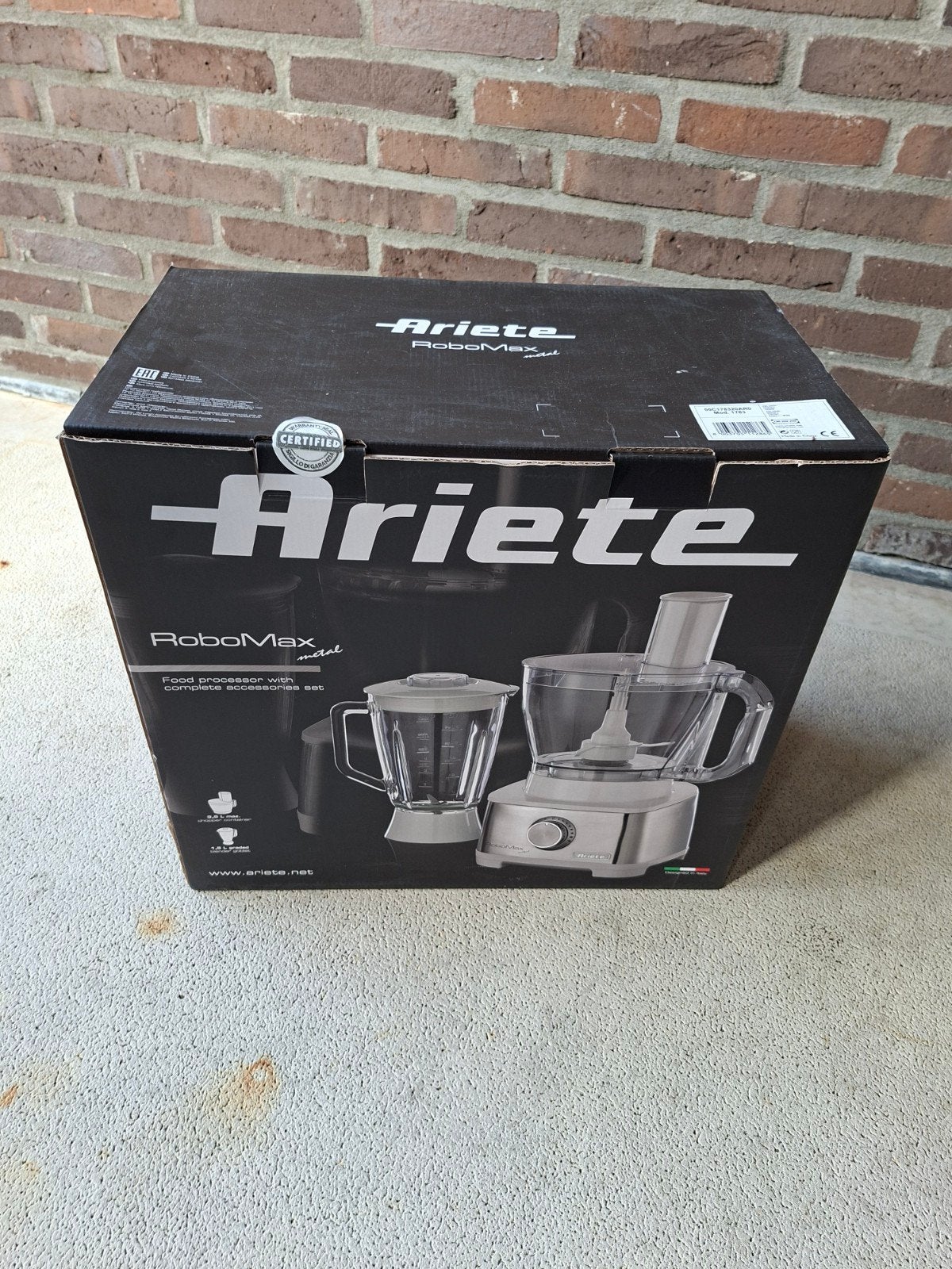 Ariete RoboMax Metal Foodprocessor - Nieuw in doos, Witgoed en Apparatuur, Keukenmixers, 2 tot 3 liter, Ophalen of Verzenden, Nieuw