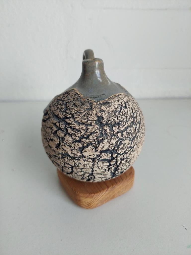 Unieke Handgemaakte Keramiek Vaas met Craquelé Textuur, Antiek en Kunst, Antiek | Keramiek en Aardewerk, Ophalen of Verzenden