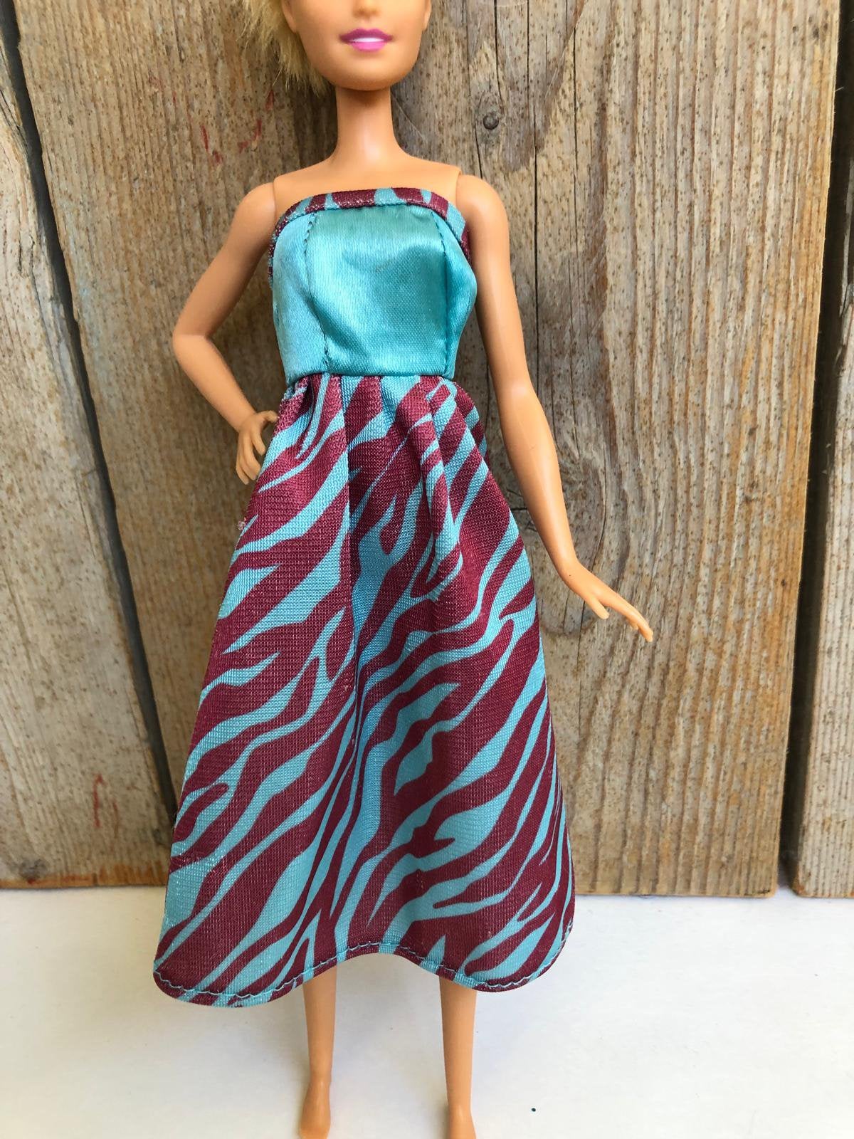 Blauwe jurk met print, Ophalen of Verzenden, Zo goed als nieuw, Barbie