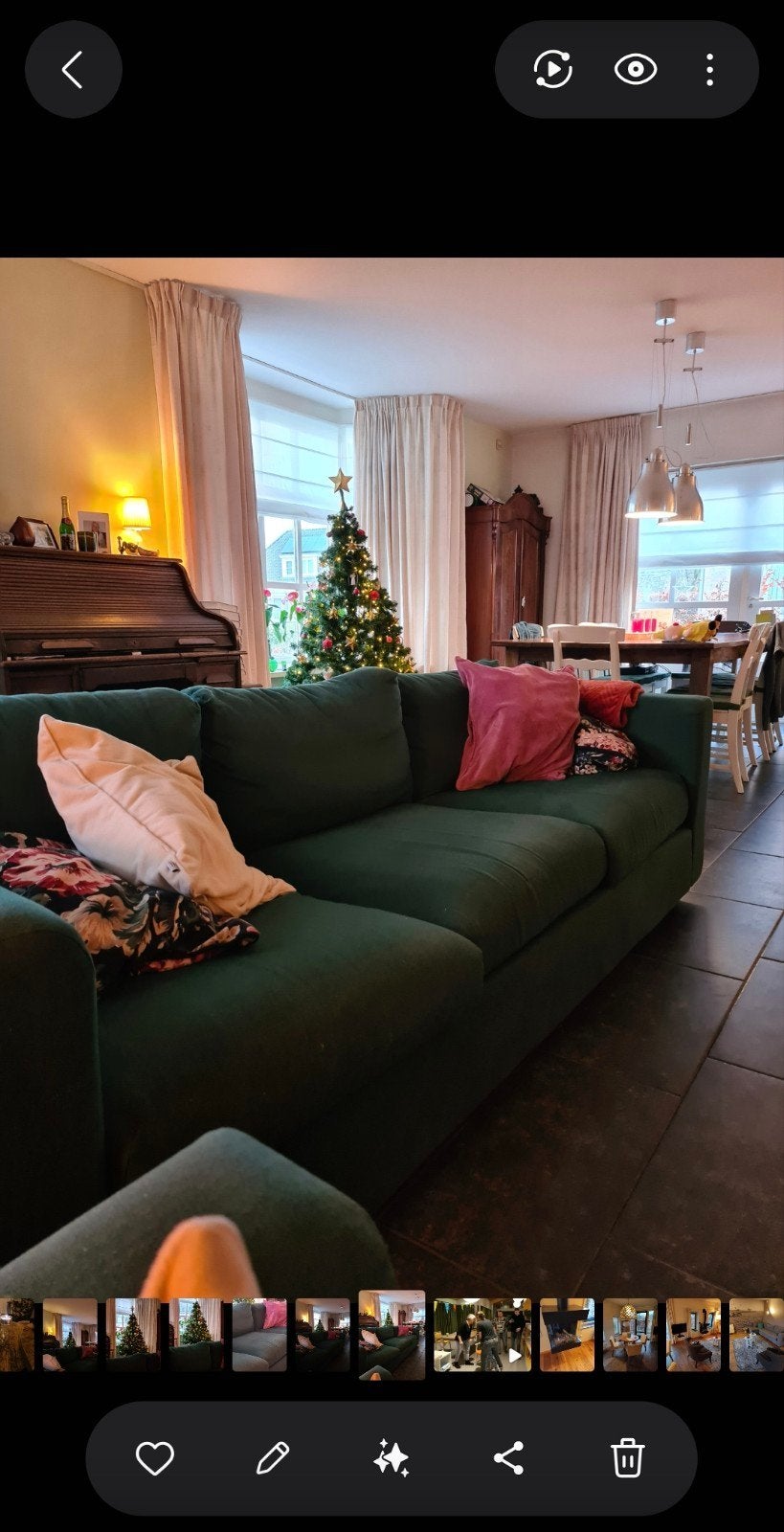 Gratis IKEA VIMLE 3- en 2-zits bankhoezen donkergroen, Gebruikt, Driepersoons, Ophalen of Verzenden, Rechte bank
