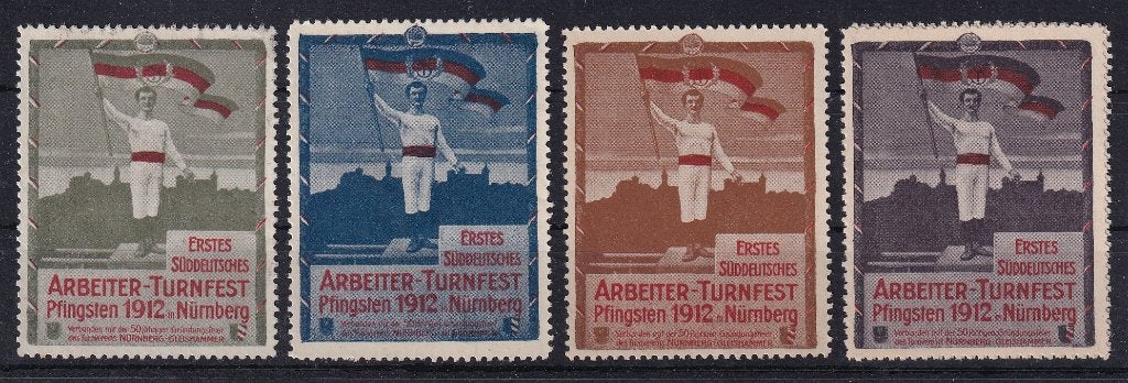 D1A) 1912 Turnfeest Nurnberg 4x zeldzaam vignetten, Verzenden, Duitse Keizerrijk, Postfris