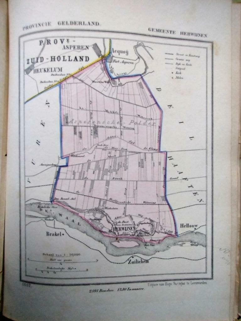 102 /    Herwijnen Litho  1867  Kuyper GLD, Ophalen of Verzenden