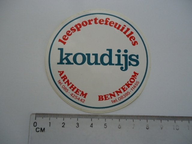 sticker oud KOUDIJS Bennekom arnhem leesportefeuille blad, Verzenden, Zo goed als nieuw, Bedrijf of Vereniging