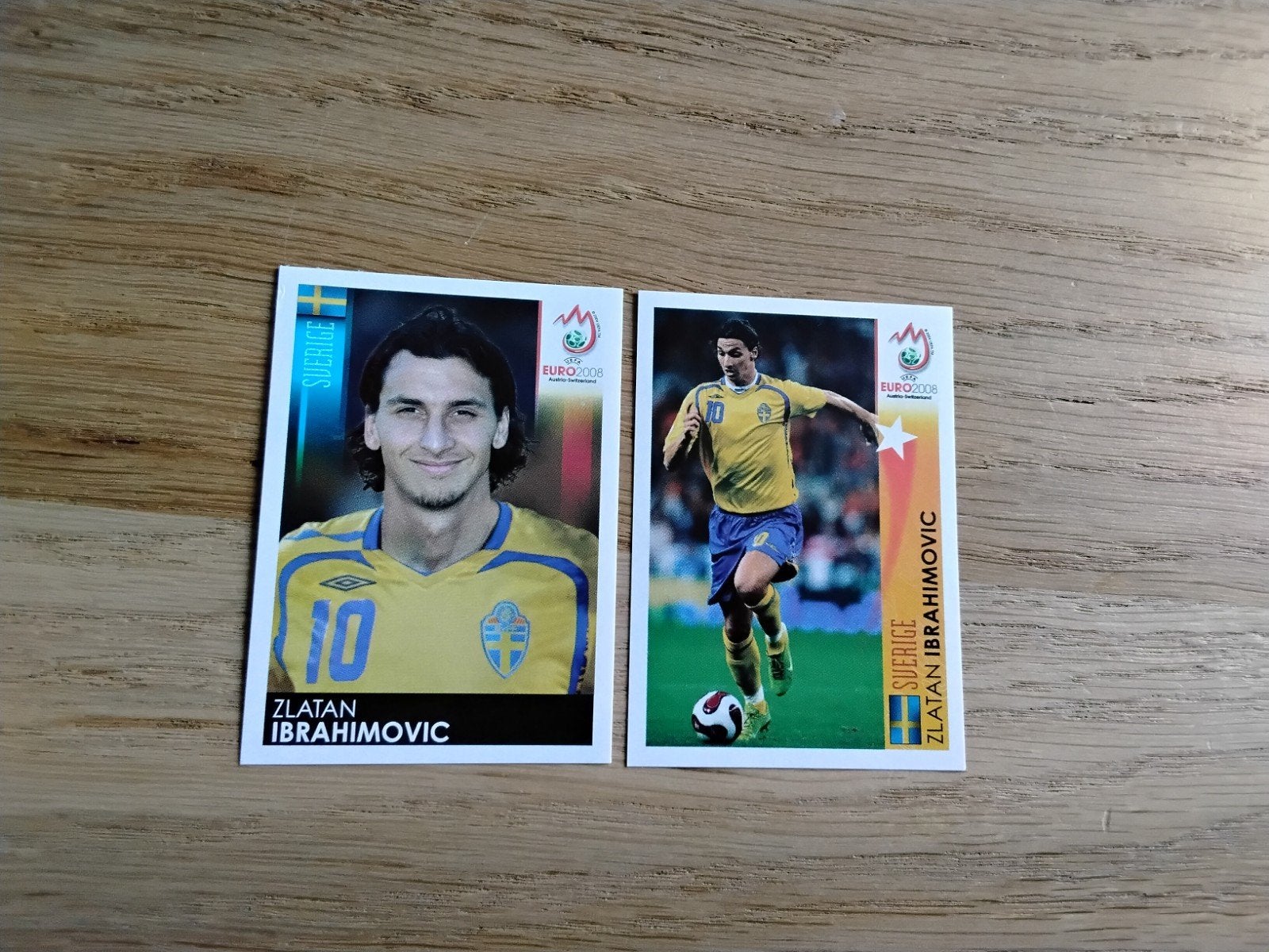 2 Panini Stickers Zlatan Ibrahimovic Euro 2008, Ophalen of Verzenden, Zo goed als nieuw, Buitenlandse clubs, Poster, Plaatje of Sticker