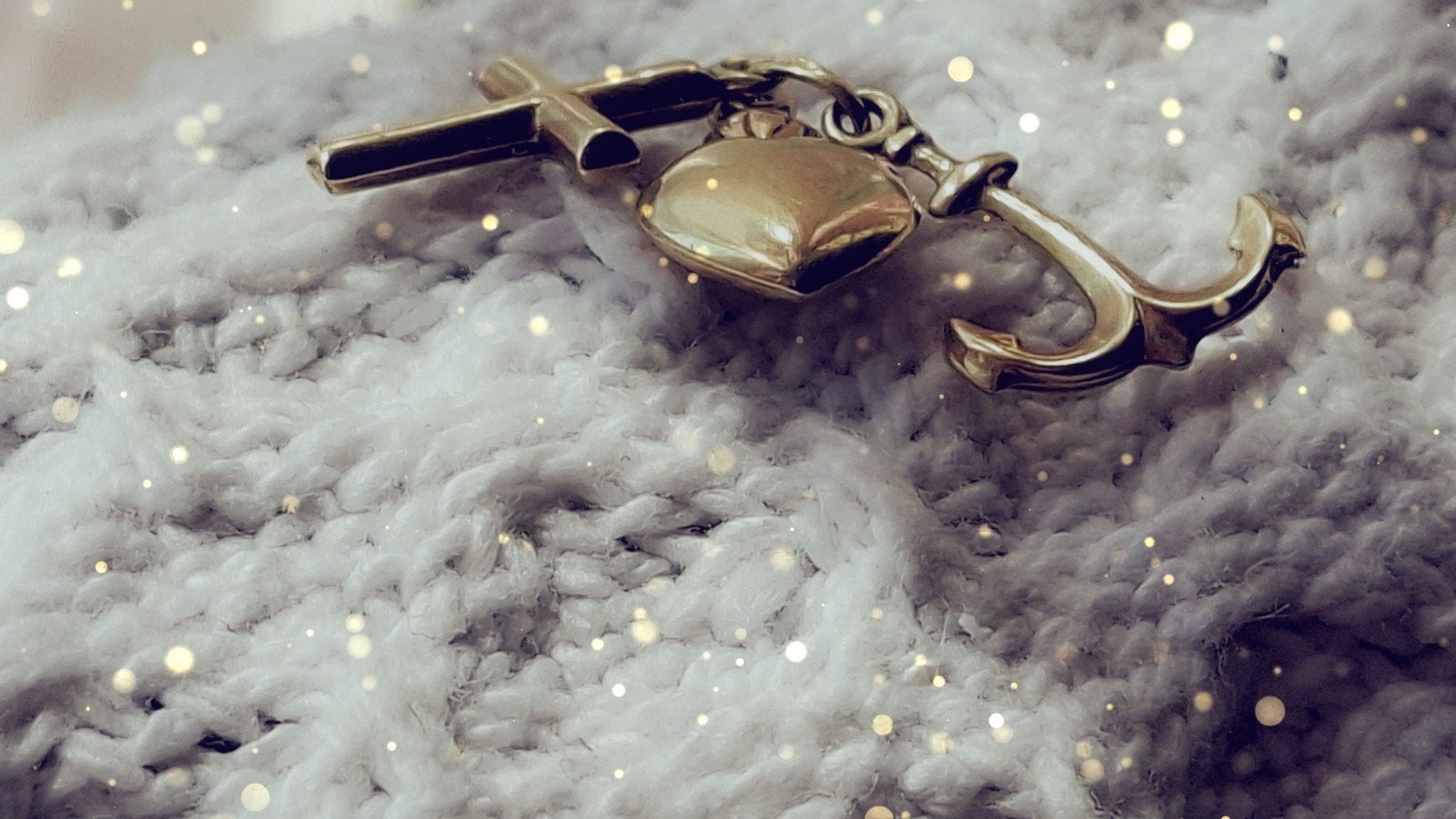 Gouden hanger: kruis, hart en anker (14k), Met hanger, Gebruikt, Ophalen of Verzenden, Goud