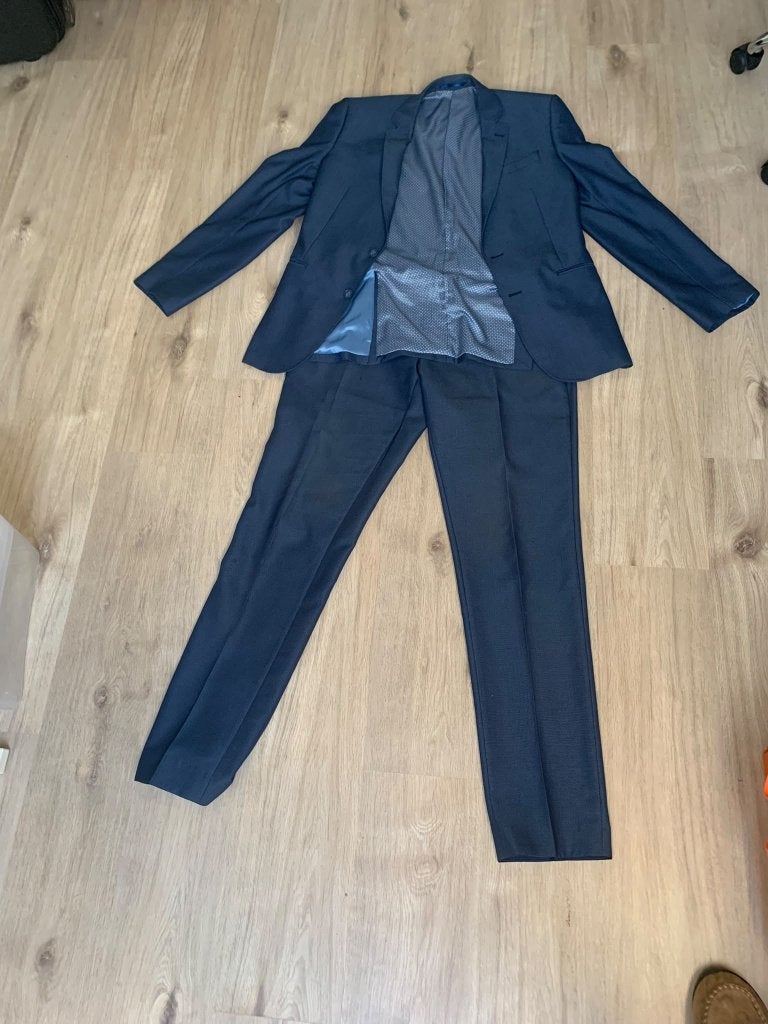Confectie maatpak, blauw, maat 106, Ophalen of Verzenden, Zo goed als nieuw, Maat 52/54 (L), Blauw