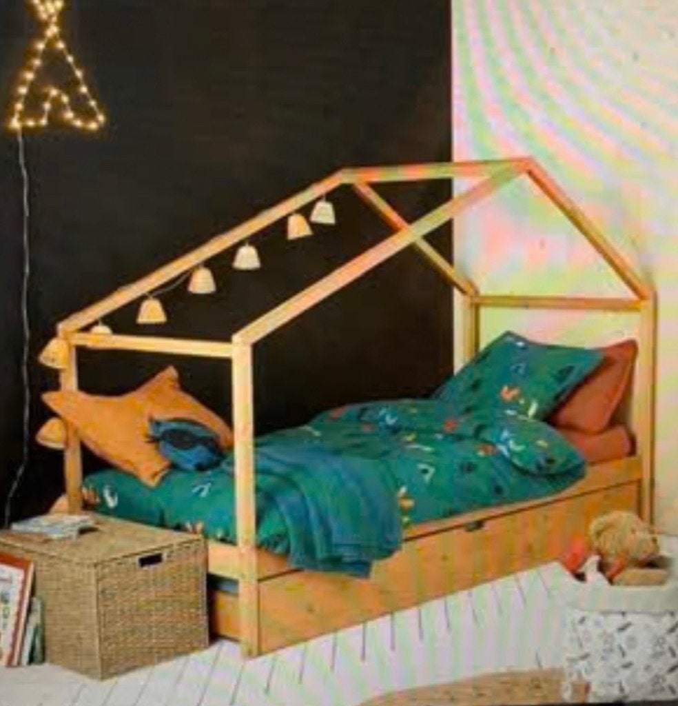Huisjesbed bed huisje kinderbed eenpersoons, Ophalen, 85 tot 100 cm, Zo goed als nieuw, Lattenbodem