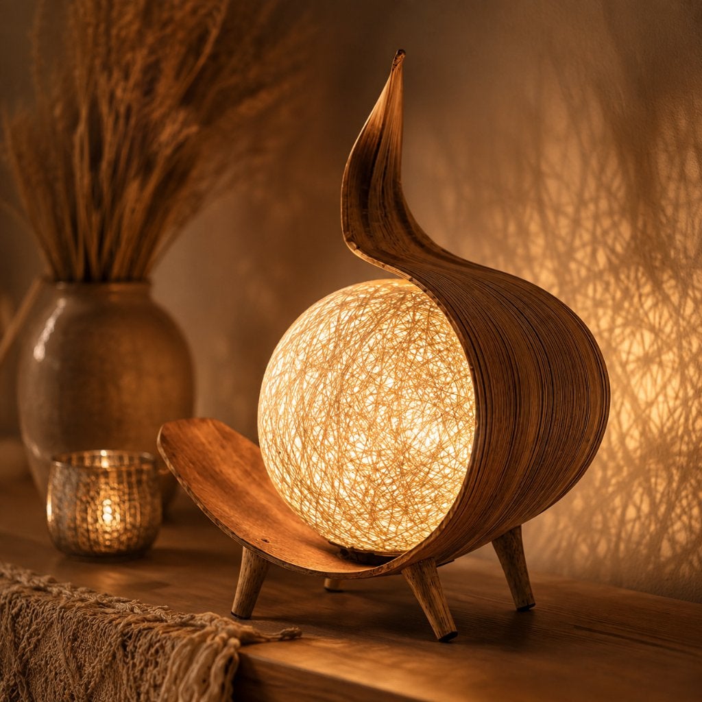Handgemaakte Kokosnootlamp, Verzenden, 1602HE, Meindertsloot, Enkhuizen, Natuurlijk materiaal, E14 (klein)