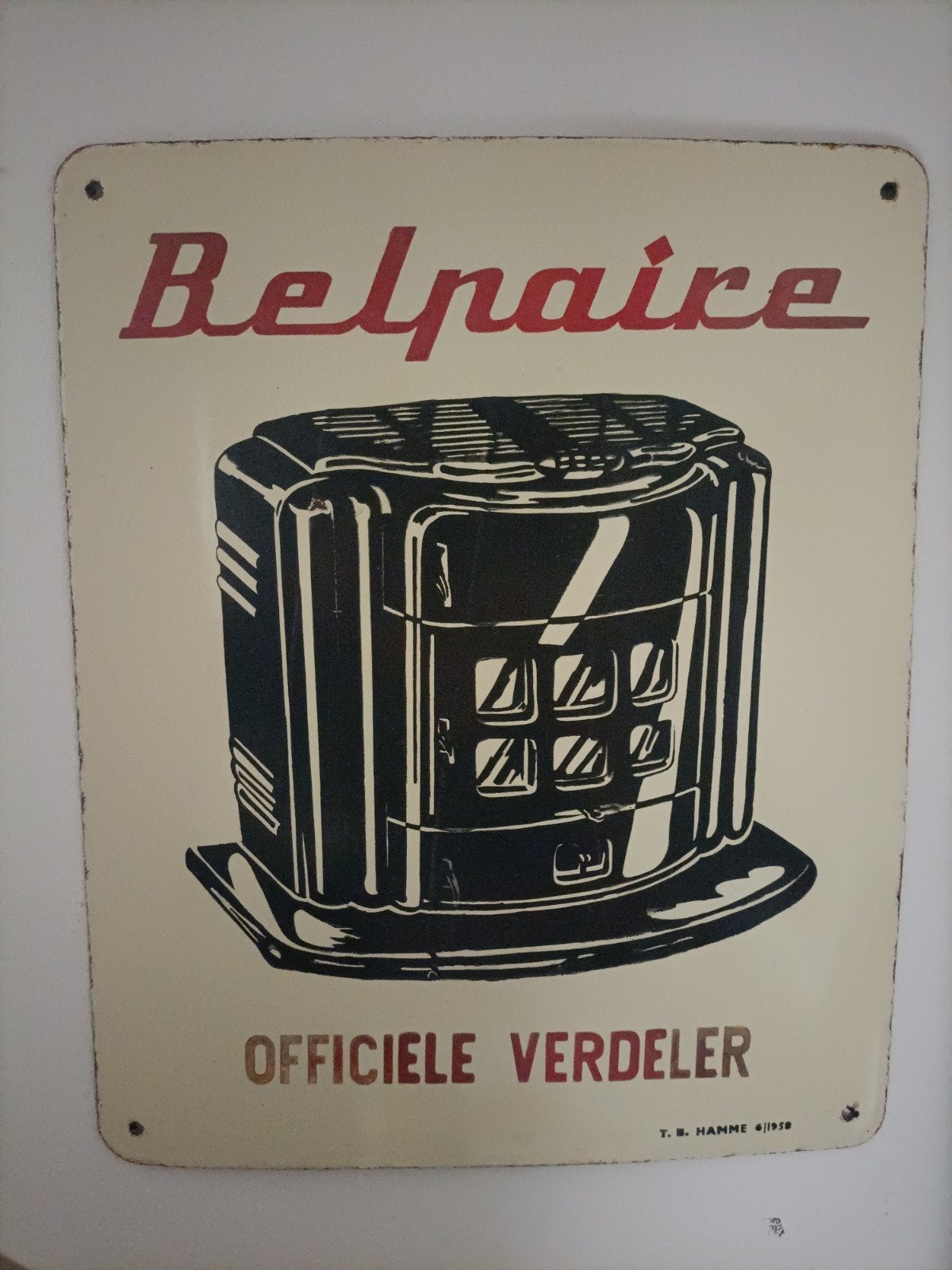 Emaille Bord Kachels - Haarden - Officieel Verdeler 1958, Ophalen of Verzenden