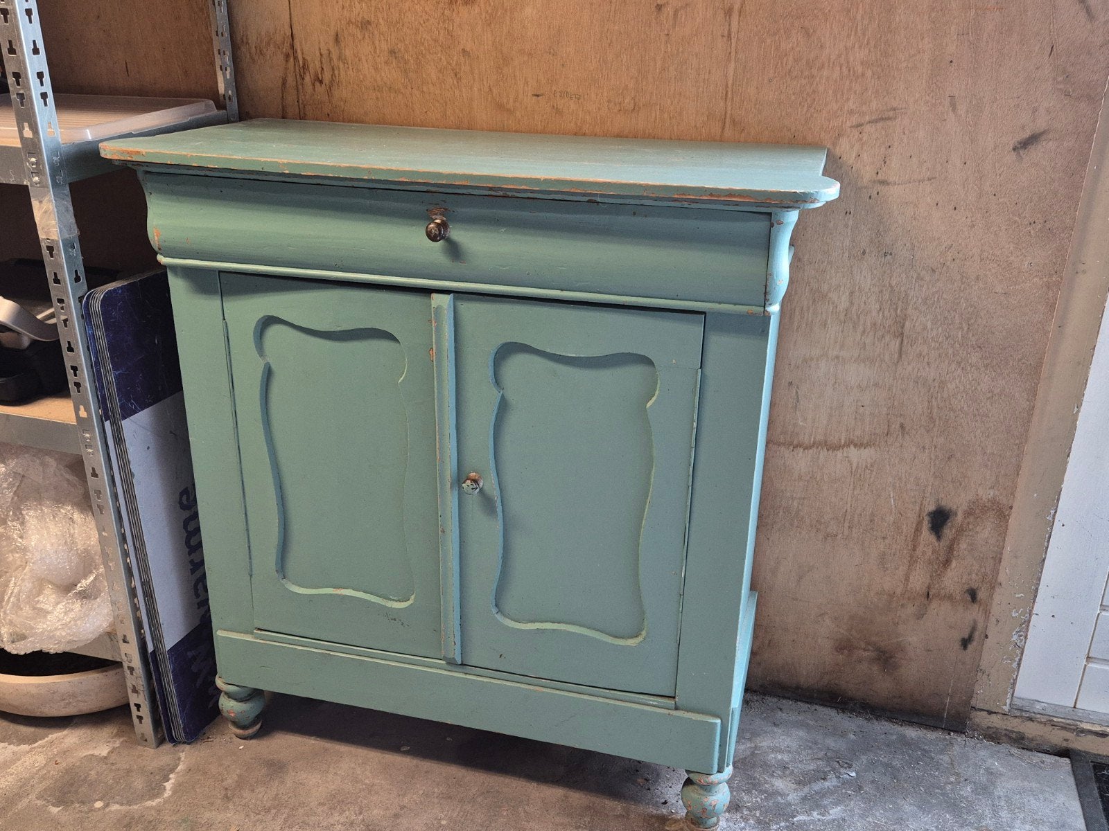 Brocant vintage halkast / dressoir met lade, Ophalen, Gebruikt, 25 tot 50 cm