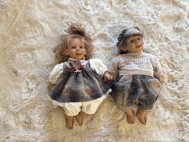 2 vintage look poppen nieuw, Verzamelen, Poppen, Ophalen of Verzenden, Nieuw, Pop