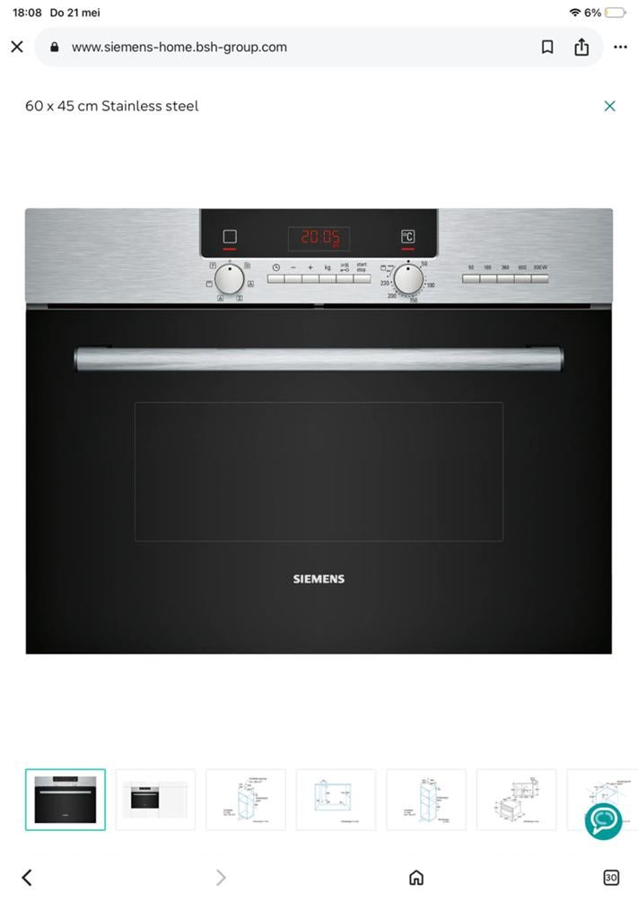 Siemens HB84H501 combimagnetron - Inbouw, Combimagnetron, Gebruikt, 60 cm of meer, Grill