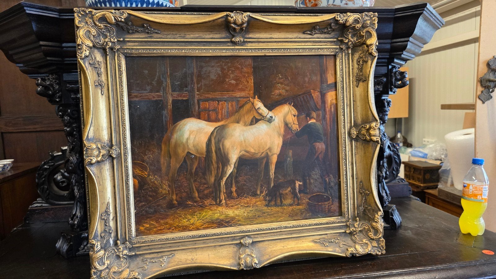 groot antiek schilderij stal gezicht, Antiek en Kunst, Kunst | Schilderijen | Klassiek, Ophalen
