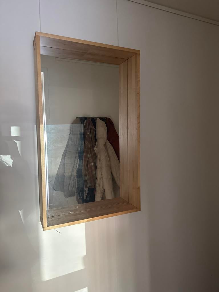 Ikea Molger Badkamerspiegel met Houten Frame grote spiegel, Huis en Inrichting, Ophalen, Gebruikt, 100 tot 150 cm, Rechthoekig