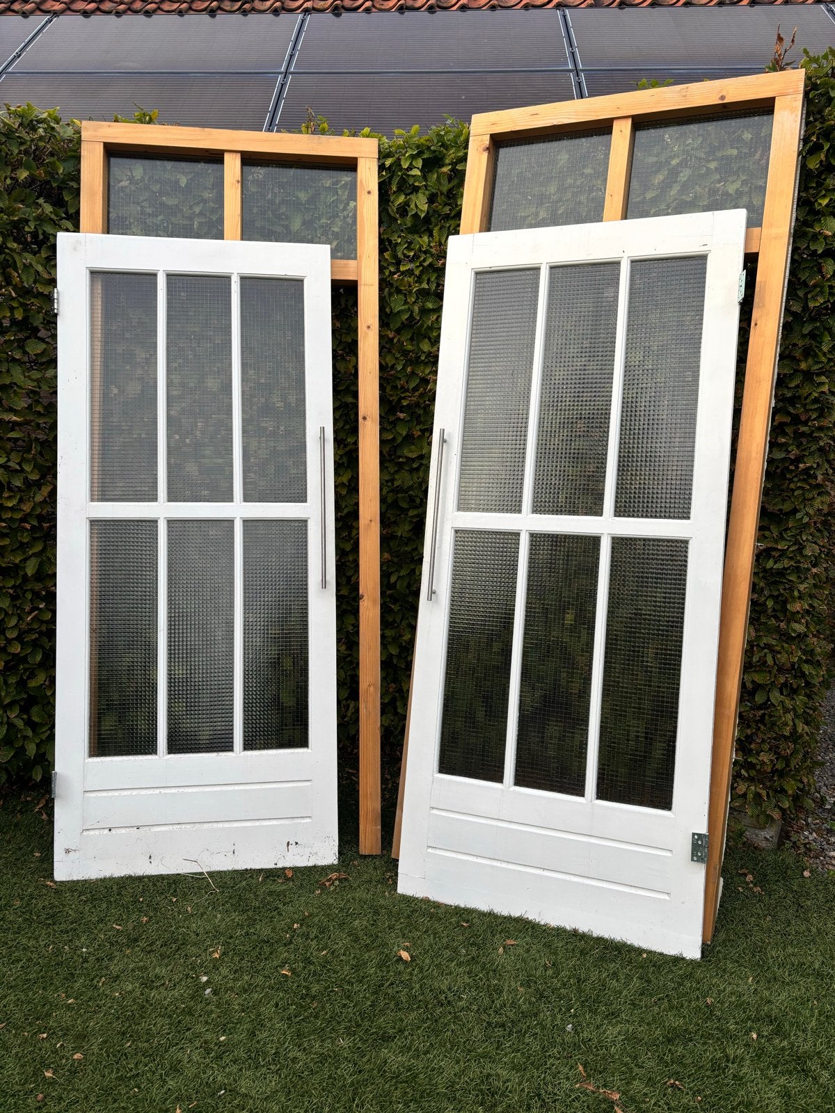 Set van 2 mooie  kozijnen/ binnendeuren met glas, Ophalen, Gebruikt, 80 tot 100 cm, Binnendeur