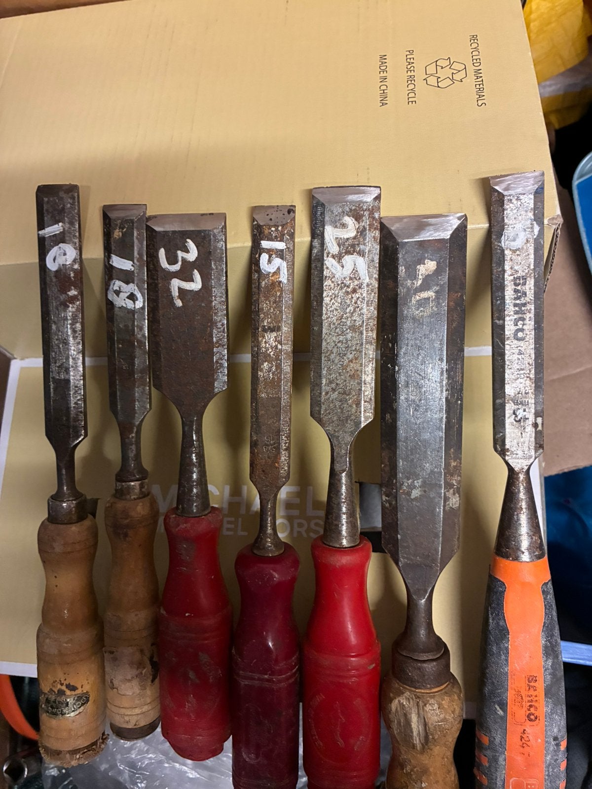 12 stuks steekbeitels  hout beitel Nooitgedacht beitel, Ophalen of Verzenden, Gebruikt