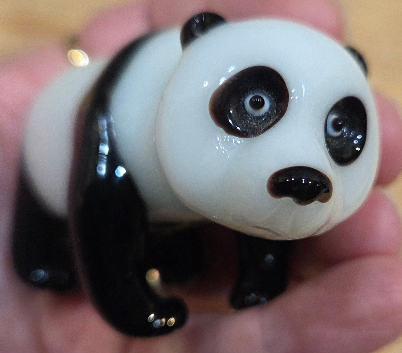 Vintage Panda van glas waarschijnlijk Murano, Ophalen, Zo goed als nieuw, Dier