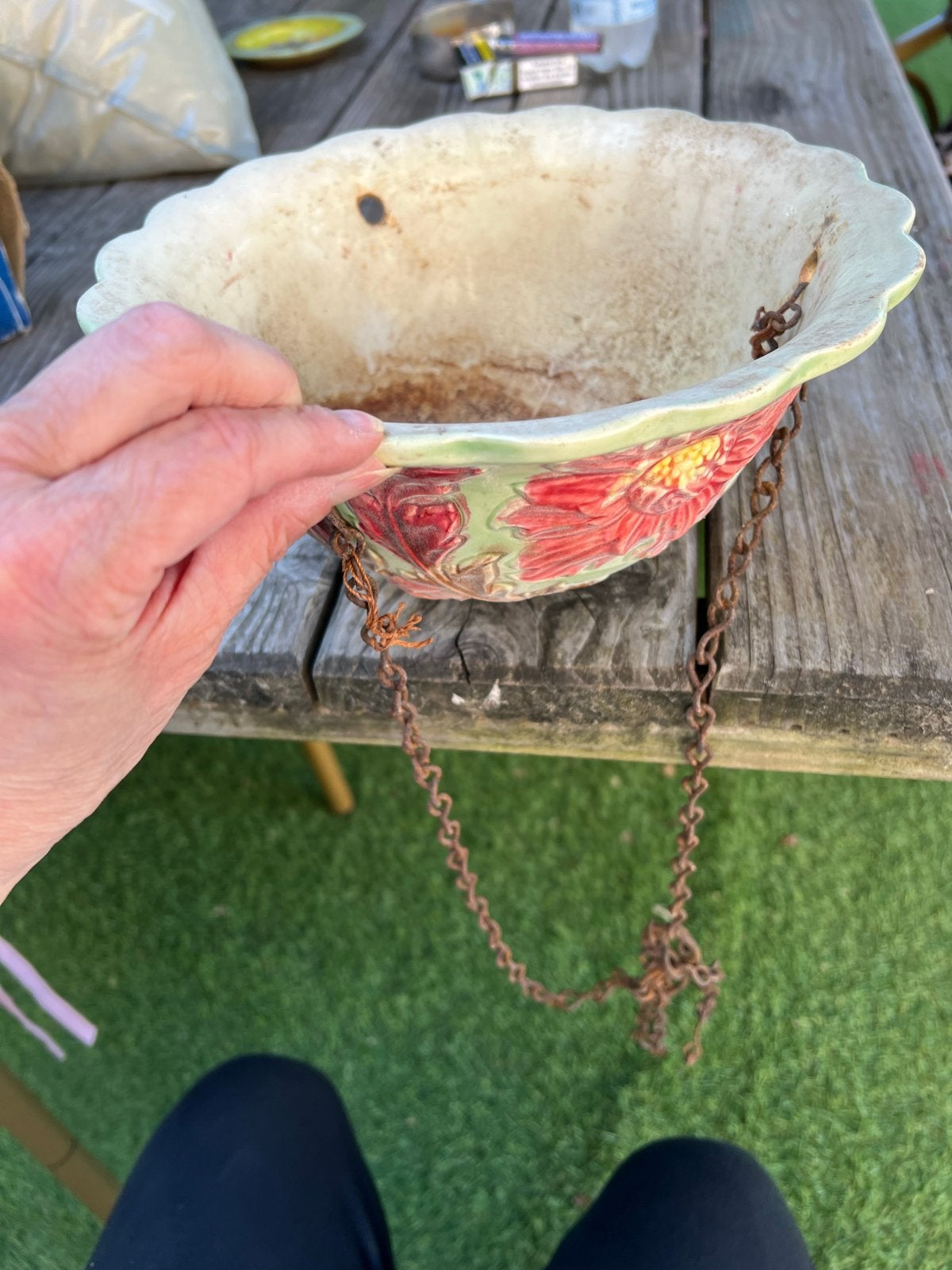 Vintage Keramische Hangpot met Bloemenmotief, Ophalen of Verzenden