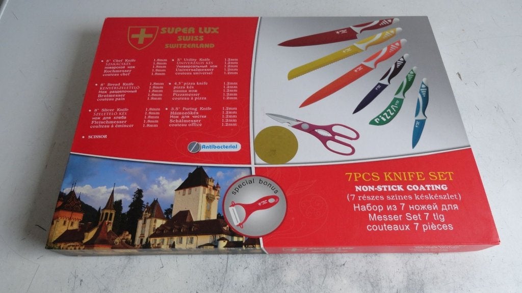 Messenset, 7 stuks Super Lux Swiss Knifes, non stick, Overige typen, Ophalen of Verzenden, Zo goed als nieuw, Metaal