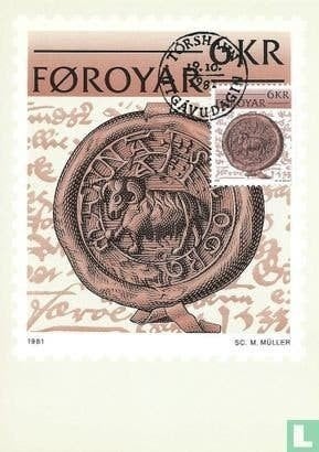 Maximumkaart 4 Historische documenten Faröer Islands 1981, Postzegels en Munten, Postzegels | Europa | Scandinavië, Ophalen of Verzenden