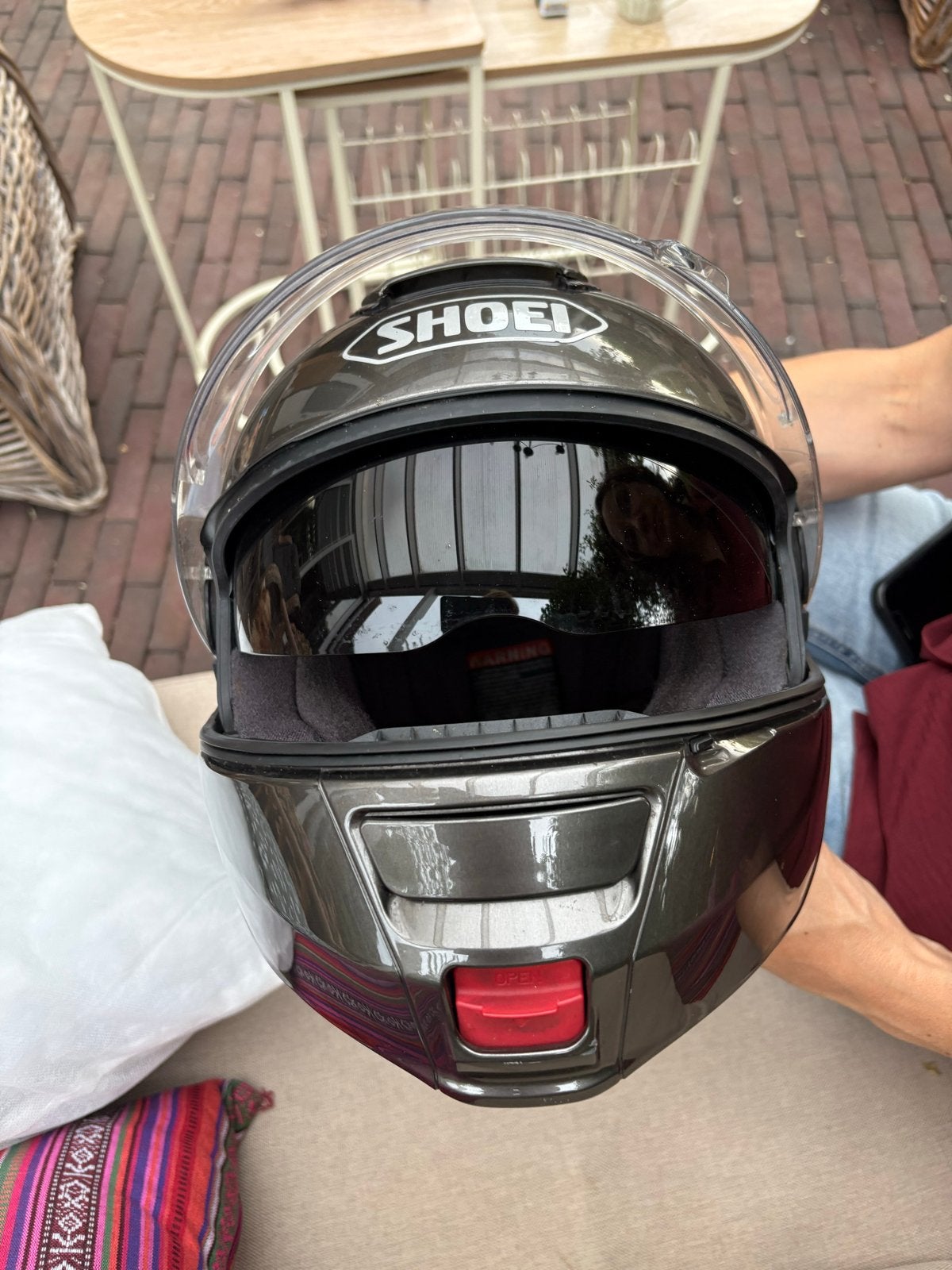 Shoei motorhelm - Donkergrijs, Motoren, Kleding | Motorkleding, Ophalen of Verzenden, Tweedehands, Heren, Overige typen
