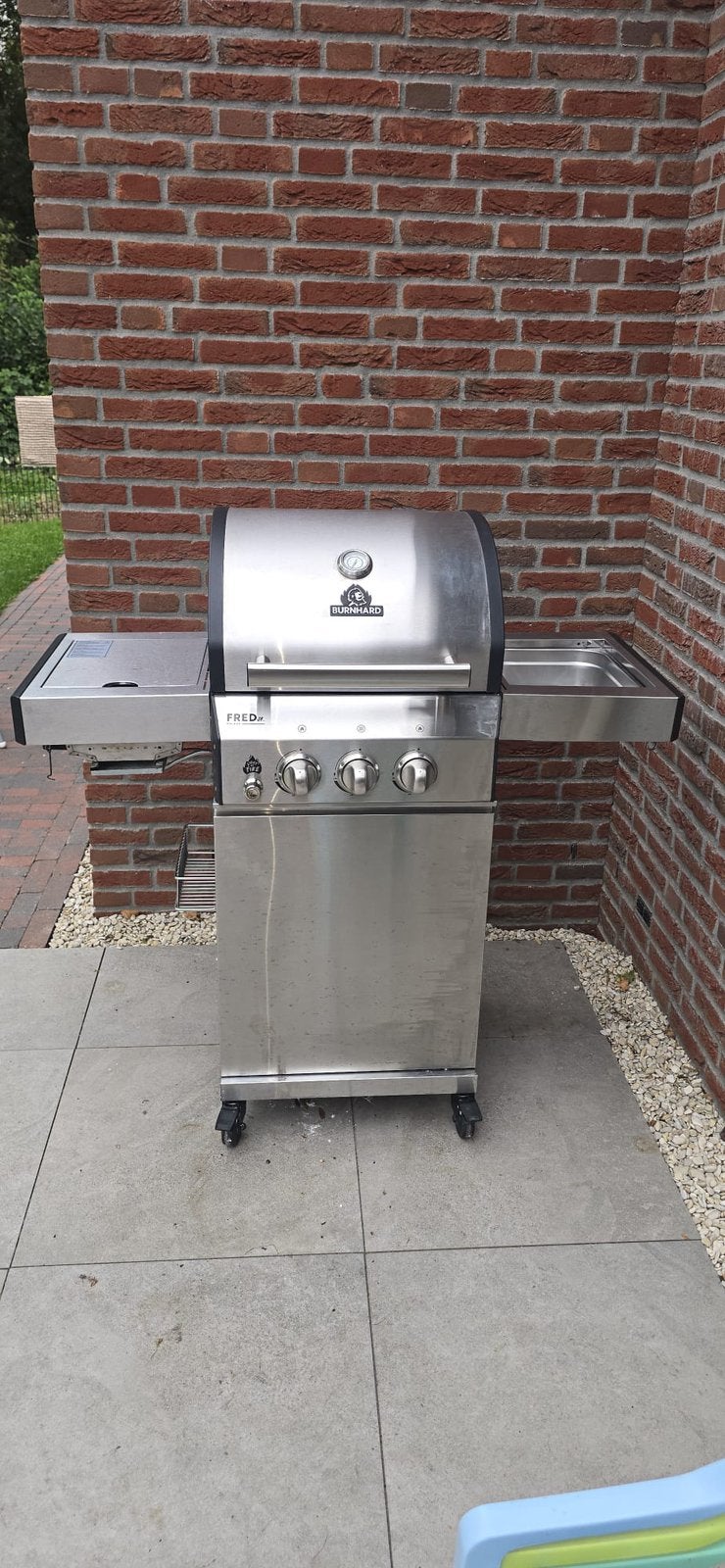 Gasbbq met hoes - Burnhard - Fred Jr. Deluxe - 3 pits, Ophalen, Gebruikt