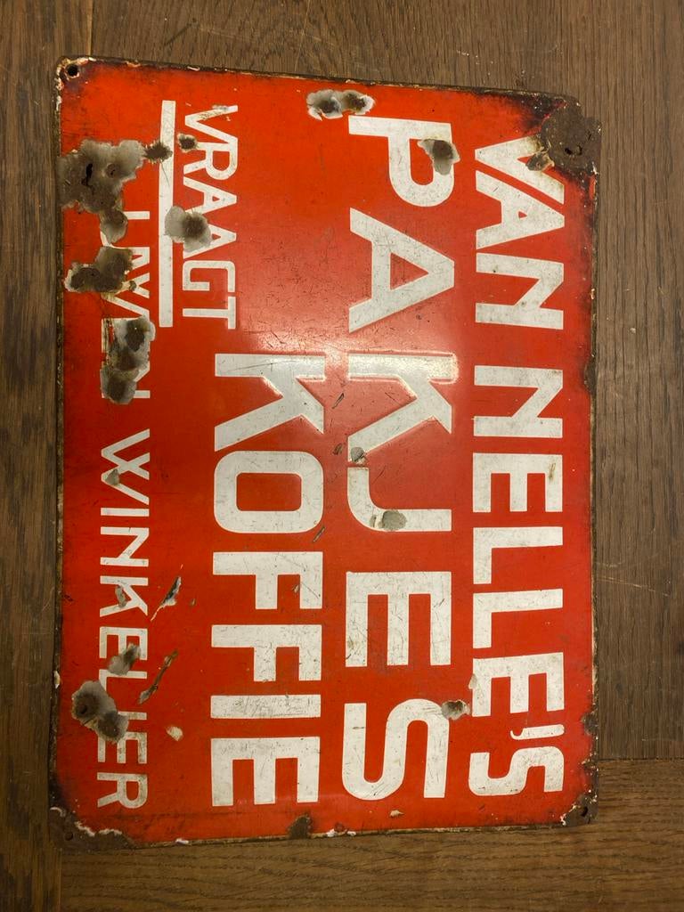 Emaille Reclamebord Van Nelle's Koffie 44X31,5CM, Ophalen of Verzenden