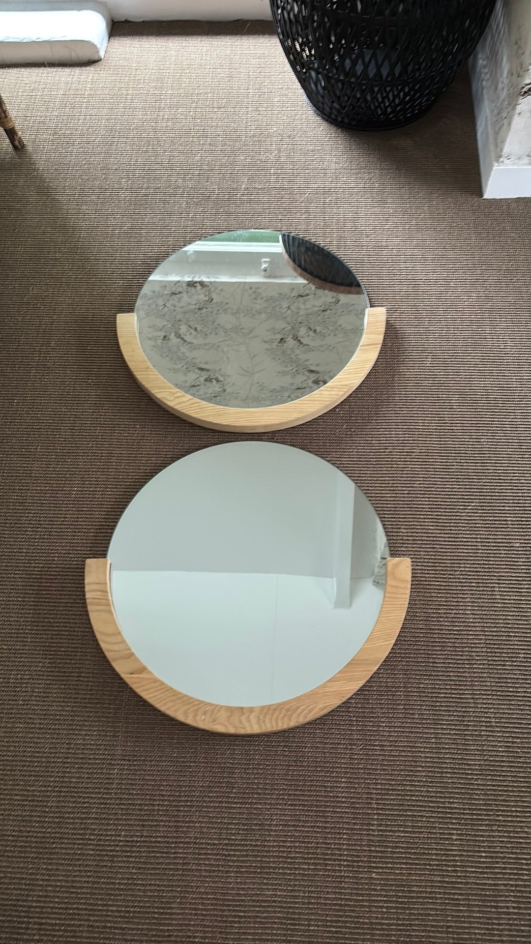 UMBRA twee spiegels met blankhouten lijst badkamer, Minder dan 50 cm, Ophalen of Verzenden, Zo goed als nieuw, Minder dan 100 cm