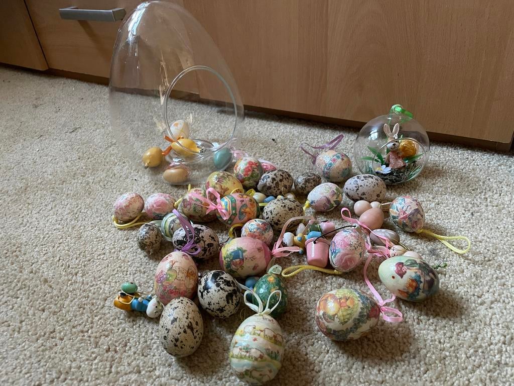 Paasei glas met decoratie voor paastak, Ophalen of Verzenden