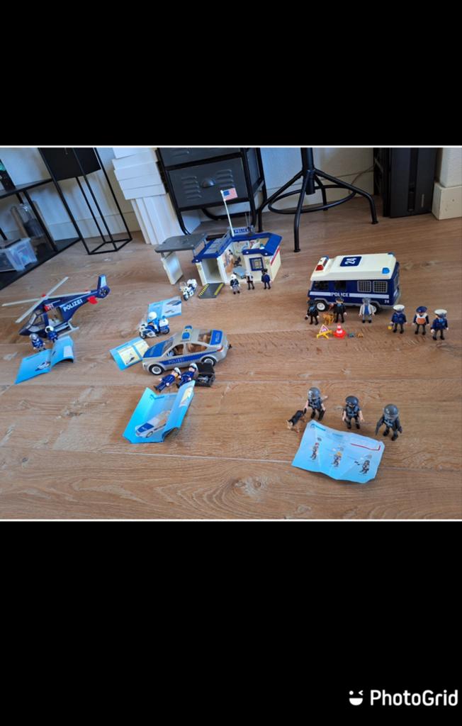 Playmobil Politie Set: Helikopter, Auto, Bus, Bureau & Meer, Ophalen, Gebruikt, Complete set