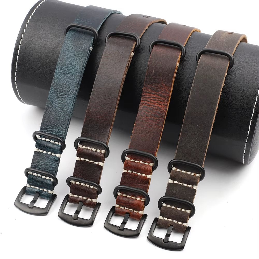Gekleurde leren nato horlogebanden 20mm 22mm 24mm, Verzenden, Nieuw