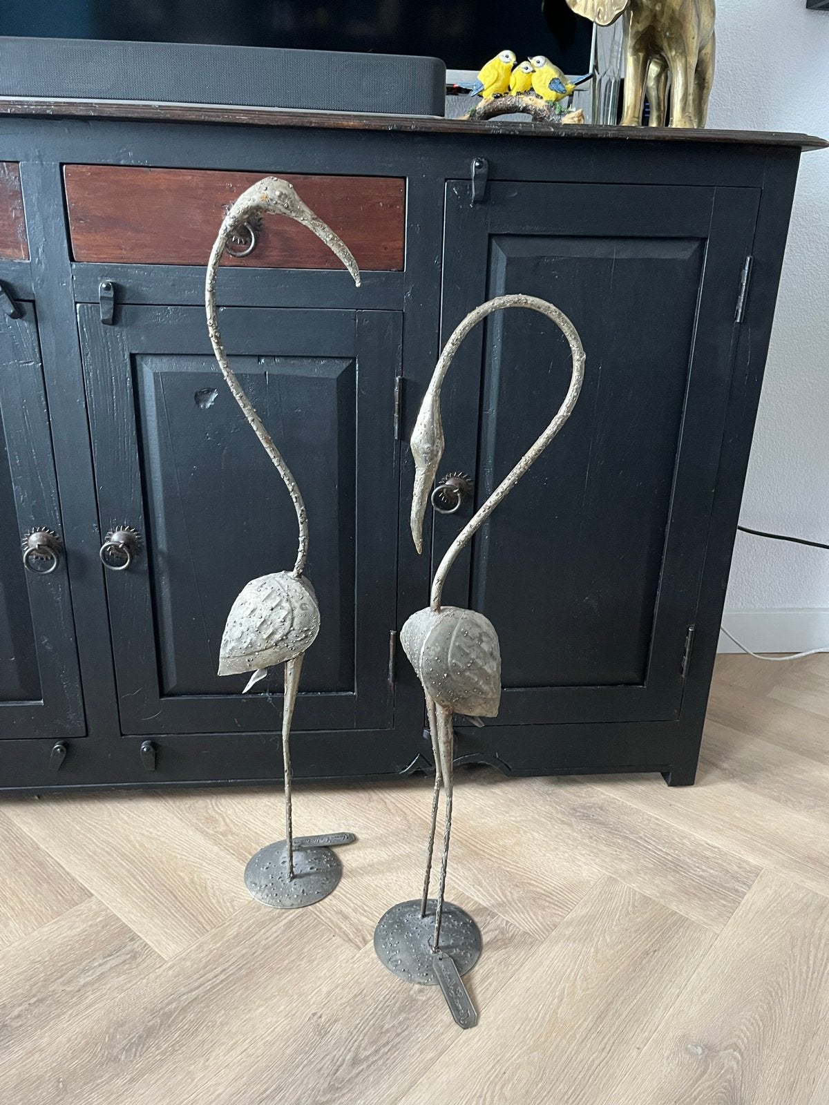 Set van 2 ijzeren kraanvogels - 88 cm hoog, Ophalen, Gebruikt, Overige stijlen, Metaal