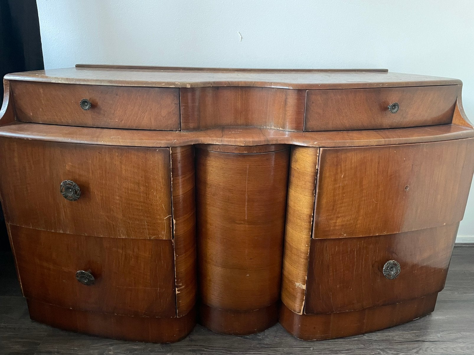 Wooden cupboard, Huis en Inrichting, Kasten | Kledingkasten, Ophalen, Gebruikt, 100 tot 150 cm, 1930-1940s art deco