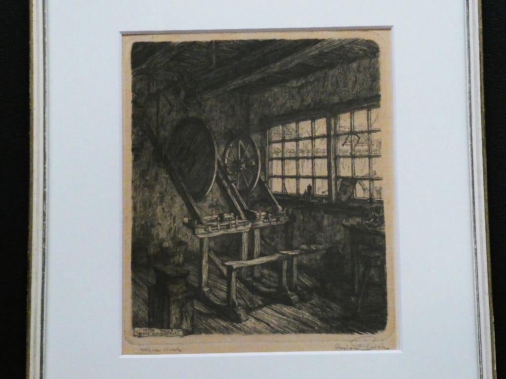 Anton Pieck ets Friesche Klokkenmakery Joure 1920 gesigneerd, Ophalen of Verzenden, Ets, Ingelijst, 1900 - 1949