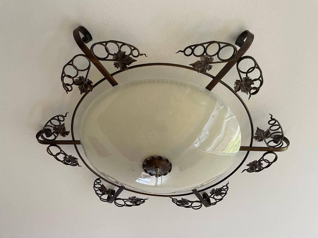 plafondlamp plafonniere, Huis en Inrichting, Lampen | Plafondlampen, Ophalen, Zo goed als nieuw, Glas, Art Deco,