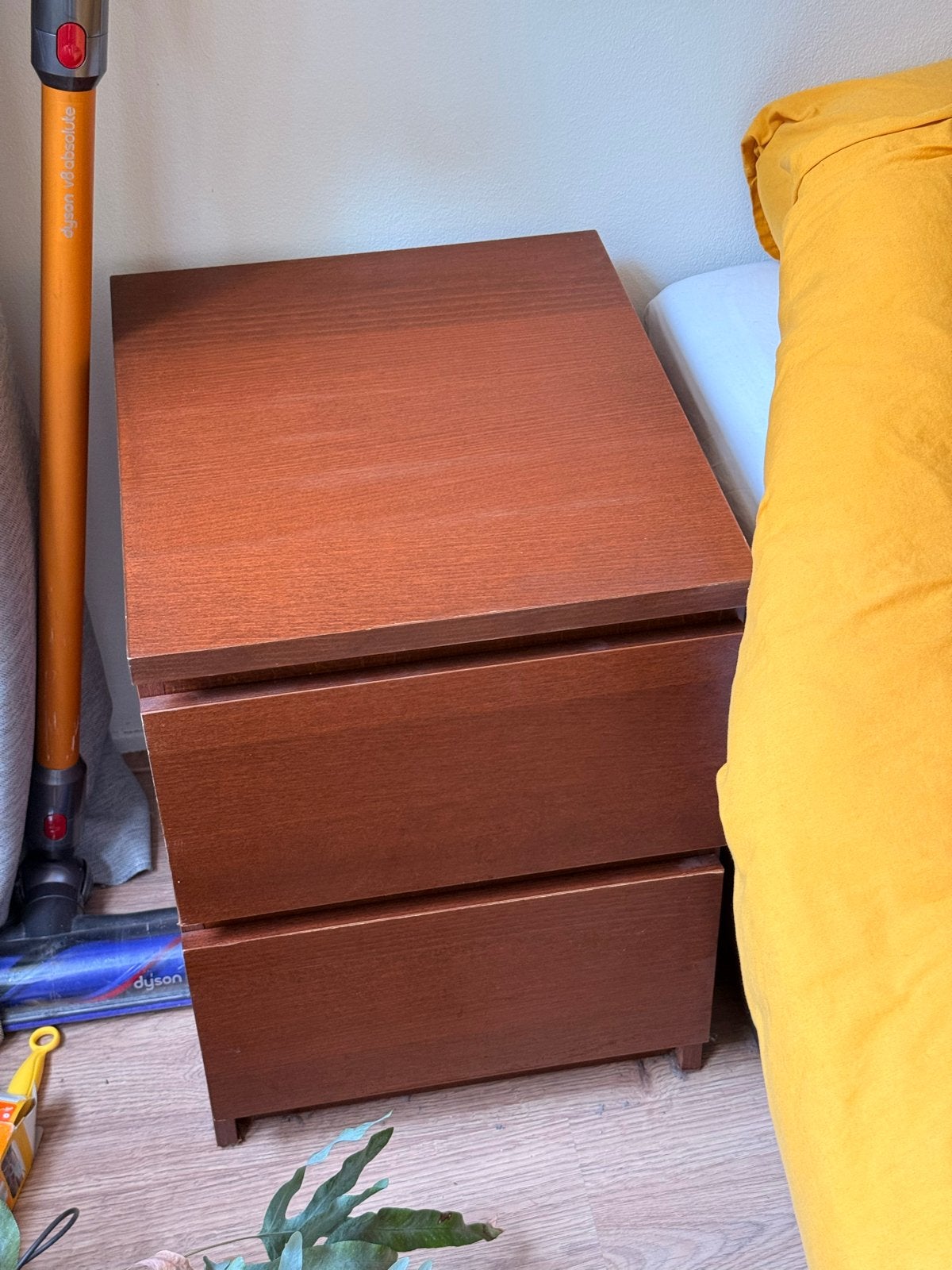 IKEA Malm Hout Bruin - ladekastje nachtkastje met twee lades, Ophalen, Gebruikt, Minder dan 45 cm, 55 tot 70 cm